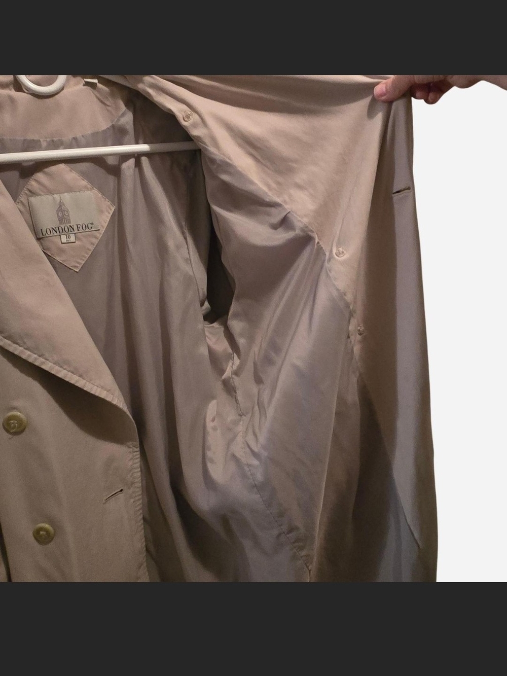 London Fog Lightweight Pale Beige Trench Jacket - Picture 7 of 8